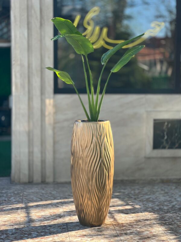 گلدان فایبر گلاس استوانه ای تنه درختی - Image 2