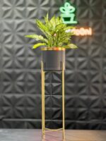 استند فلزی فورتیک 30-45-60 به همراه گلدان پلیمری لبه طلایی قطر 20 - Image 15