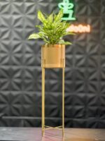 استند فلزی فورتیک 30-45-60 به همراه گلدان پلیمری لبه طلایی قطر 20 - Image 12