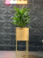 استند فلزی فورتیک 30-45-60 به همراه گلدان پلیمری لبه طلایی قطر 20 - Image 2